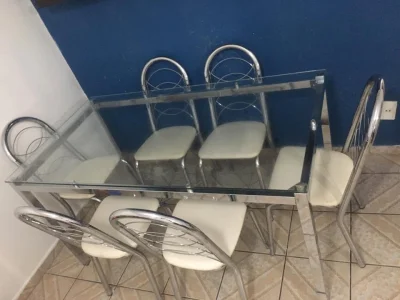 Mesa Vidro 6 Cadeiras