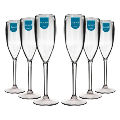 12 Taças de Champagne Acrílico 160 ML Transparente