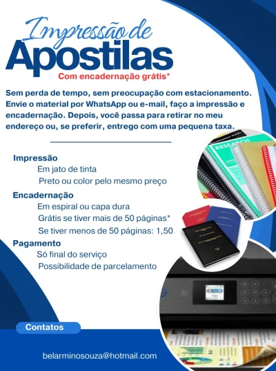Encadernação de Apostilas Grátis
