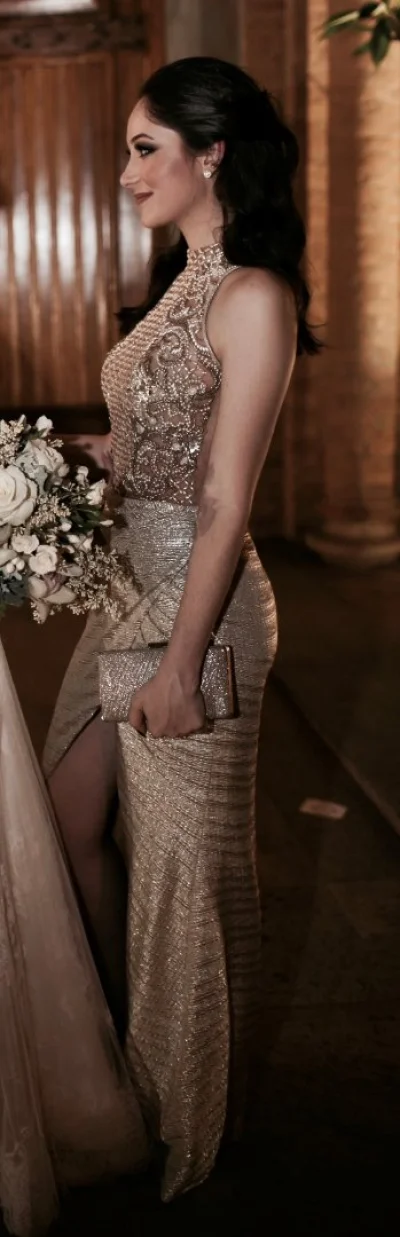 Vestido Longo Champanhe Patricia Bonaldi
