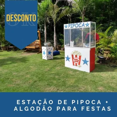 Estação de Pipoca, Algodão Doce, Crepe e Churros para Festas e Eventos