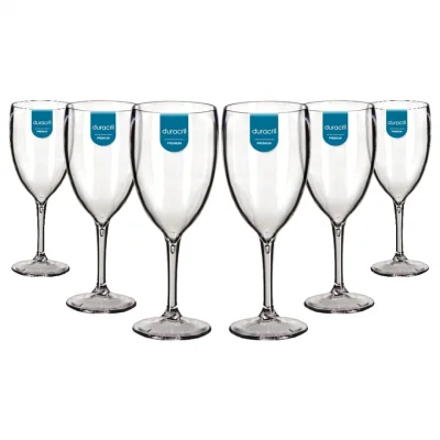 12 Taças de Vinho Acrílico 400 ML Transparente