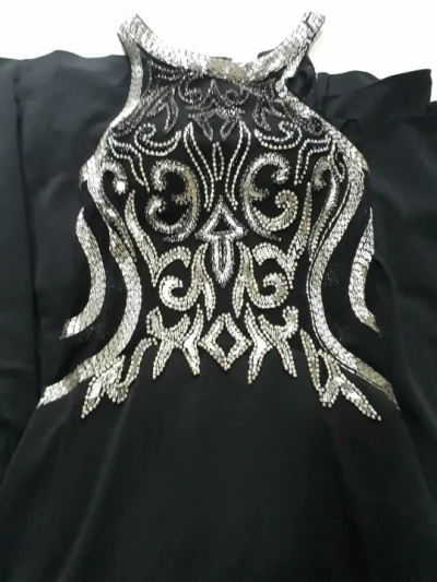 Vestido Preto e Prata Bordado