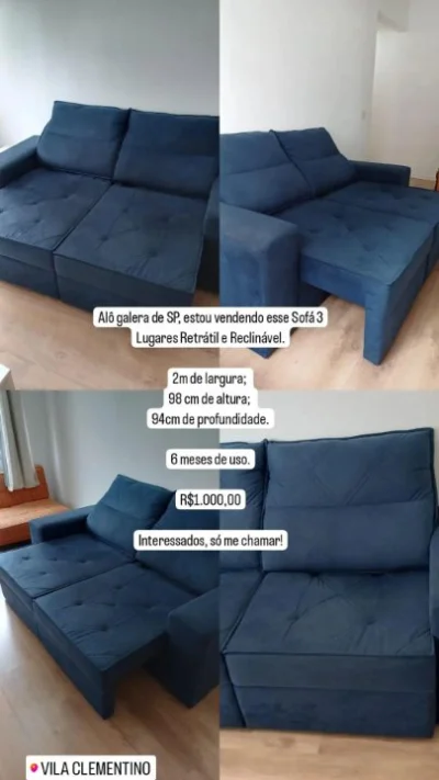 Sofá Retrátil e Reclinável