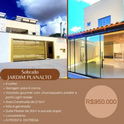Sobrado Alto Padrão 4 Suites, Jd. Planalto Porximo a T-9