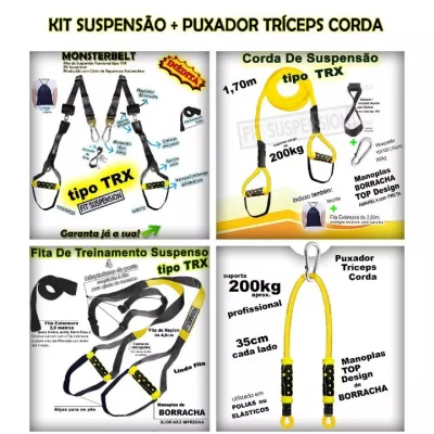 Kit Treino Suspensão Funcional Tipo Trx Academia + Puxador Tríceps