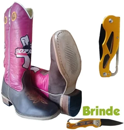 Bota Texana Masculina Ekip Rozeta Cano Rosa