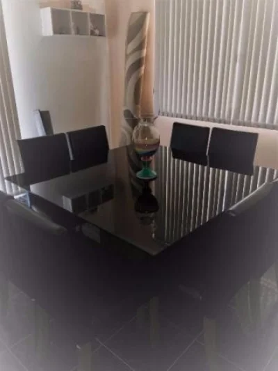 Mesa de Jantar 8 Lugares Tampo de Vidro Nova