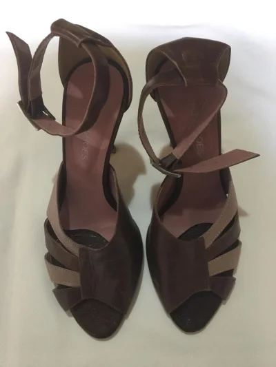 Sandália - Salto Alto - Marron e Rosa - Spot Shoes - Tam.34