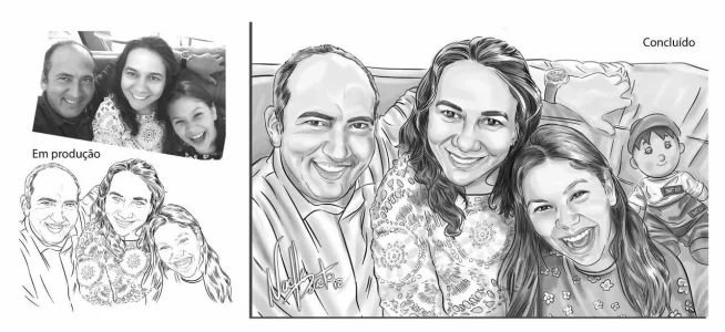 Caricaturas e Retratos Especiais por Encomendas Famílias, Casais,