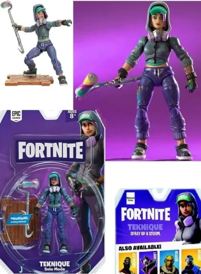 Fortnite Teknique Solo Mode Figura de Ação com Acessórios
