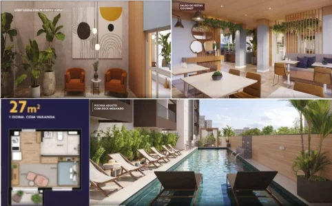 Apartamento de 27 m2 , 01 Dormitório , com Varanda