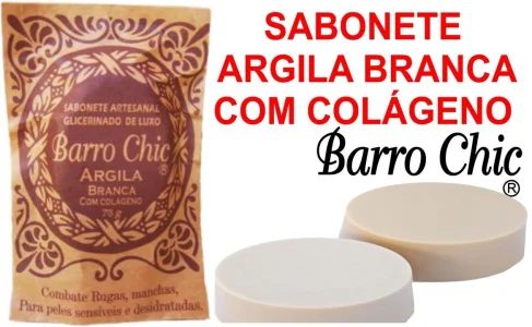 Sabonete Argila Branca com Colágeno Combate Rugás, Manchas no Rosto