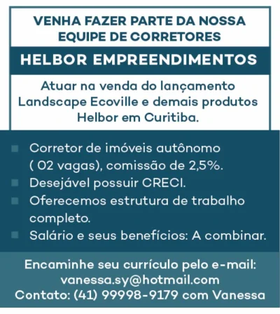 Vaga para Corretor de Imóveis em Curitiba