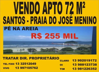 Lindo Apartamento em Santos, Pé na Areia