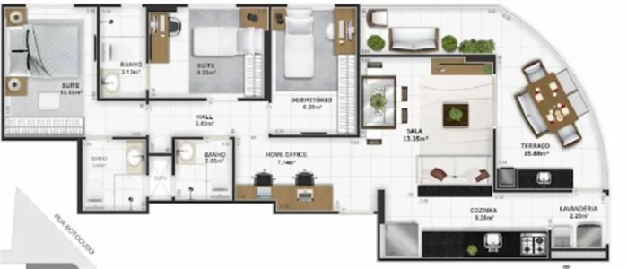 Apartamento com 97.42 m2 - Tupi - Praia Grande SP