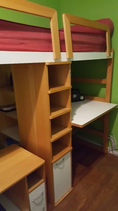 Moderno Modulo de Cama + Escrivaninha + Prateleiras