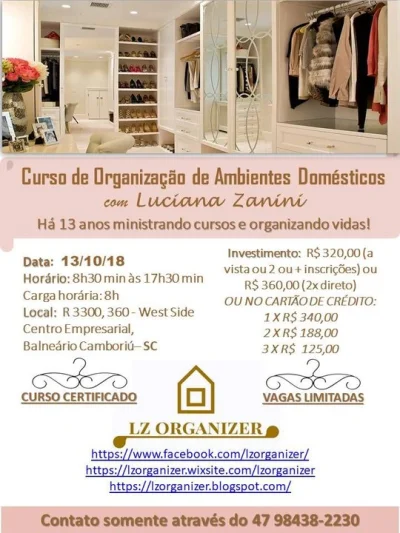 Balneário Camboriú - Curso de Organização de Ambientes Domésticos