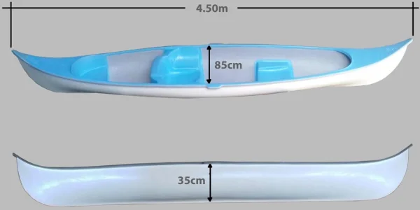 Canoa Canadense Fabricada em Fibra de Vidro