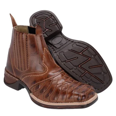 Botina Escamada Masculina em Couro