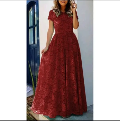 Vestido Longo Festa com Manga de Renda Moda Evangélica Casamento