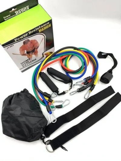 Kit Elástico Extensor 11 Peças Treinamento Pilates Fitness