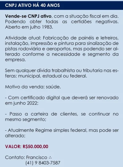 CNPJ Ativo Há 40 Anos
