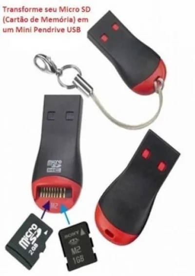 Mini Leitor Adaptador Pen Drive Usb para Cartão Micro Sd