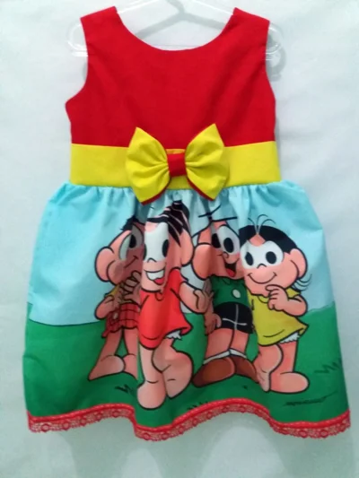 Vestido Turma da Monica Festa Infantil Tema Monica Tia Gina
