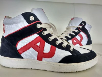 Tenis Armani Jeans Cano Alto Semi Novo Tam 41 Eur e 8 Eua