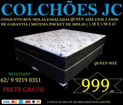 Conjunto Box de Molas Ensacadas Queem Size com 2 Anos de Garantia 999,