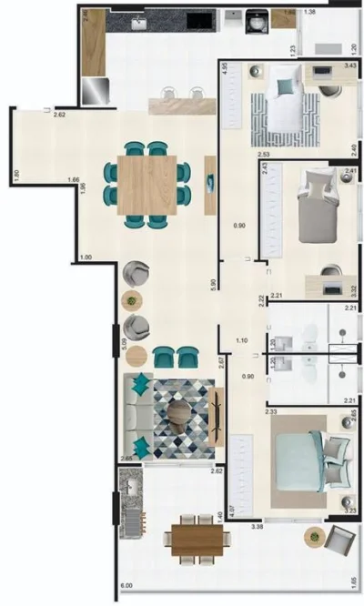 Apartamento com 102.48 m2 - Jardim Caiahu - Mongagua SP