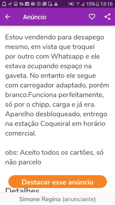 Celular p/ Quebra Galho sem Whatsapp N Trava