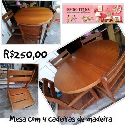Mesa com 4 Cadeiras de Madeira