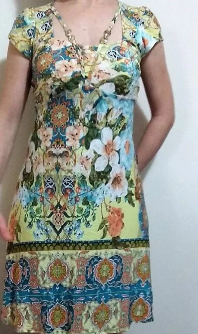 Vestido de Malha Estampado Floral