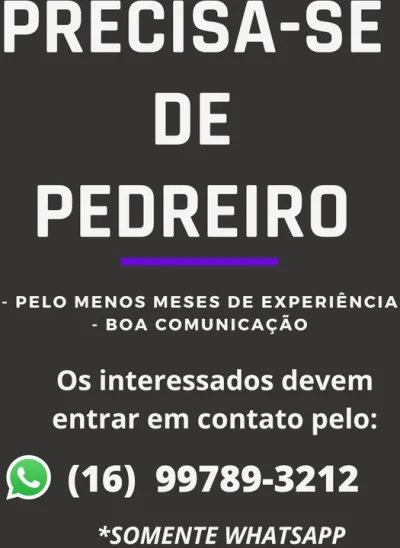 Vaga para Pedreiro