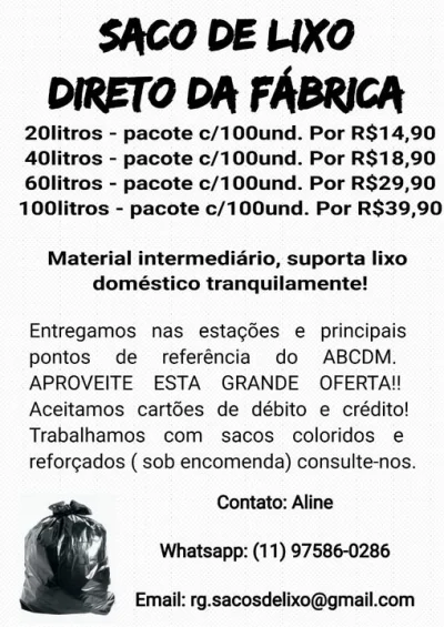 Saco de Lixo Direto da Fábrica