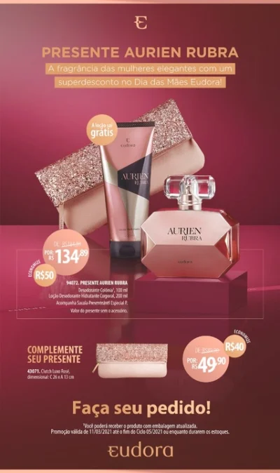 Eudora - Kit Aurien Rubra Colônia Desodorante + Hidratante Desodorante