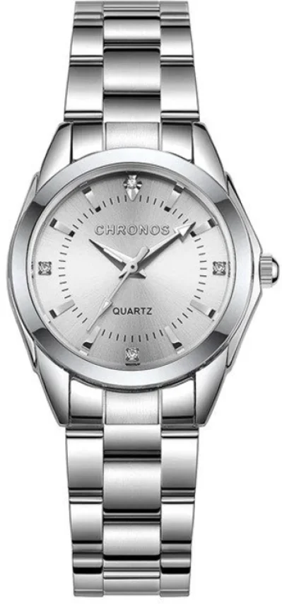 Relógio Feminino Prata Strass Analógico