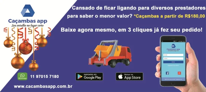 Aluguel de Caçamba a Partir de R$ 180,00
