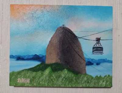 Pintura a óleo ''bondinho do Pão de Açúcar''