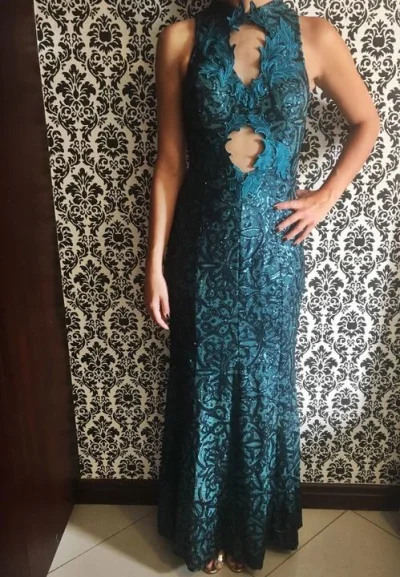 Vestido de Festa Melão Amarelo, Usado uma única Vez!