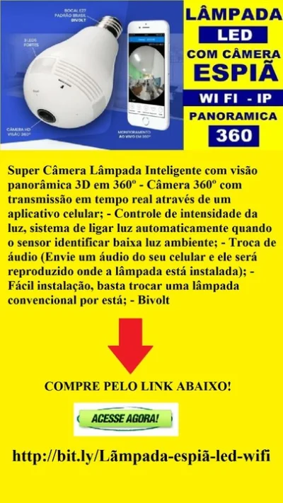 Super Câmera Lâmpada 3d Inteligente 360º