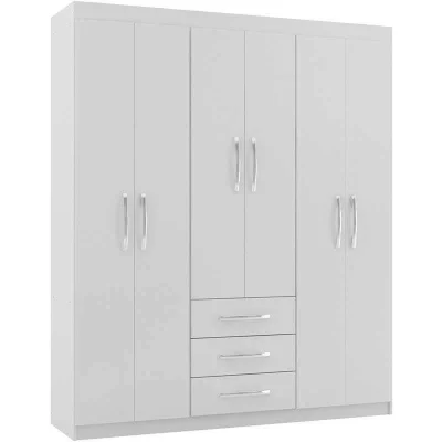 Guarda-roupa com 6 Portas Branco, Novo