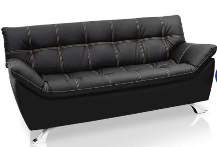 Sofá Belo 3 Lugares Pu T40 Linoforte Preto