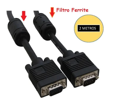 Cabo Monitor Vga 2 Metros Macho X Macho com Filtro - Svga