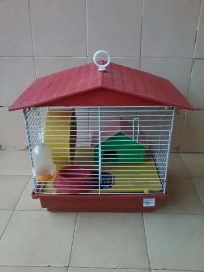 Gaiola para Hamster Vermelha com Telhado Vermelho
