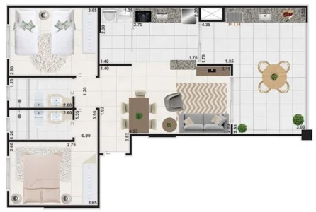 Apartamento com 79.61 m2 - Jardim Virginia - Guaruja SP