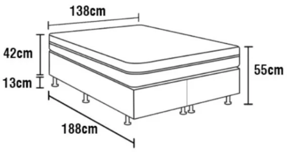 Cama de Casal Box Conjugada com Colchão de Espuma