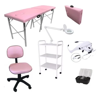 Kit Estética Maca Portátil Rosa Mocho Carrinho Lupa e Brinde Fiscomed